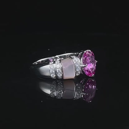 Urqanyu 925 silver natural pink shell rupee red cubic zirconia diamond ring silver