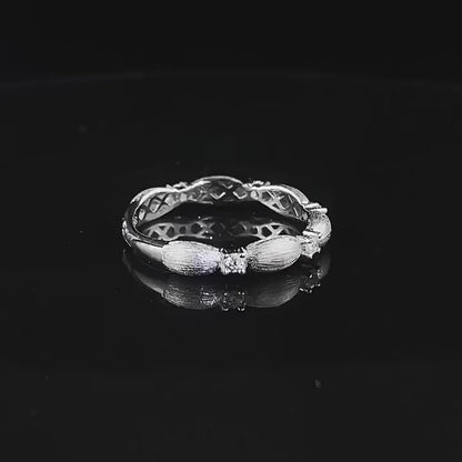 Urqanyu S925 silver Bubujia brushed Italian craft cubic zirconia gift ribbon ring