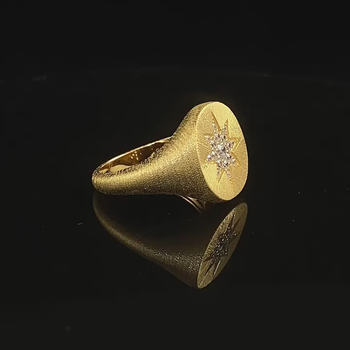 Charger la vidéo : Urqanyu S925 silver gold-plated brushed hexagram cubic zirconia ring