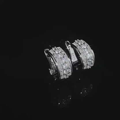 Urqanyu S925 silver temperament c-shaped earrings simple and cool style cubic zirconia earrings