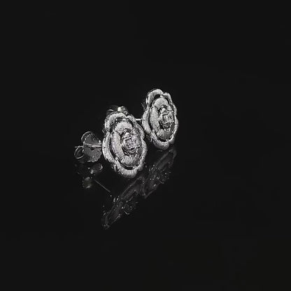 Urqanyu s925 silver camellia brushed fashionable all-match cubic zirconia earrings