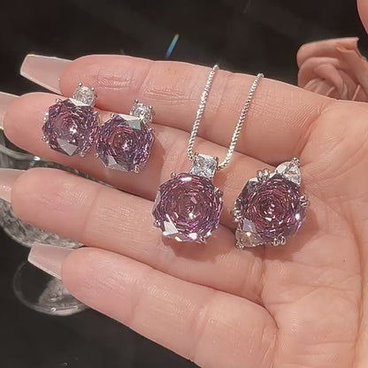 Urqanyu Copper-base gold-plated imitation rose-cut dried rose simple style cubic zirconia earrings